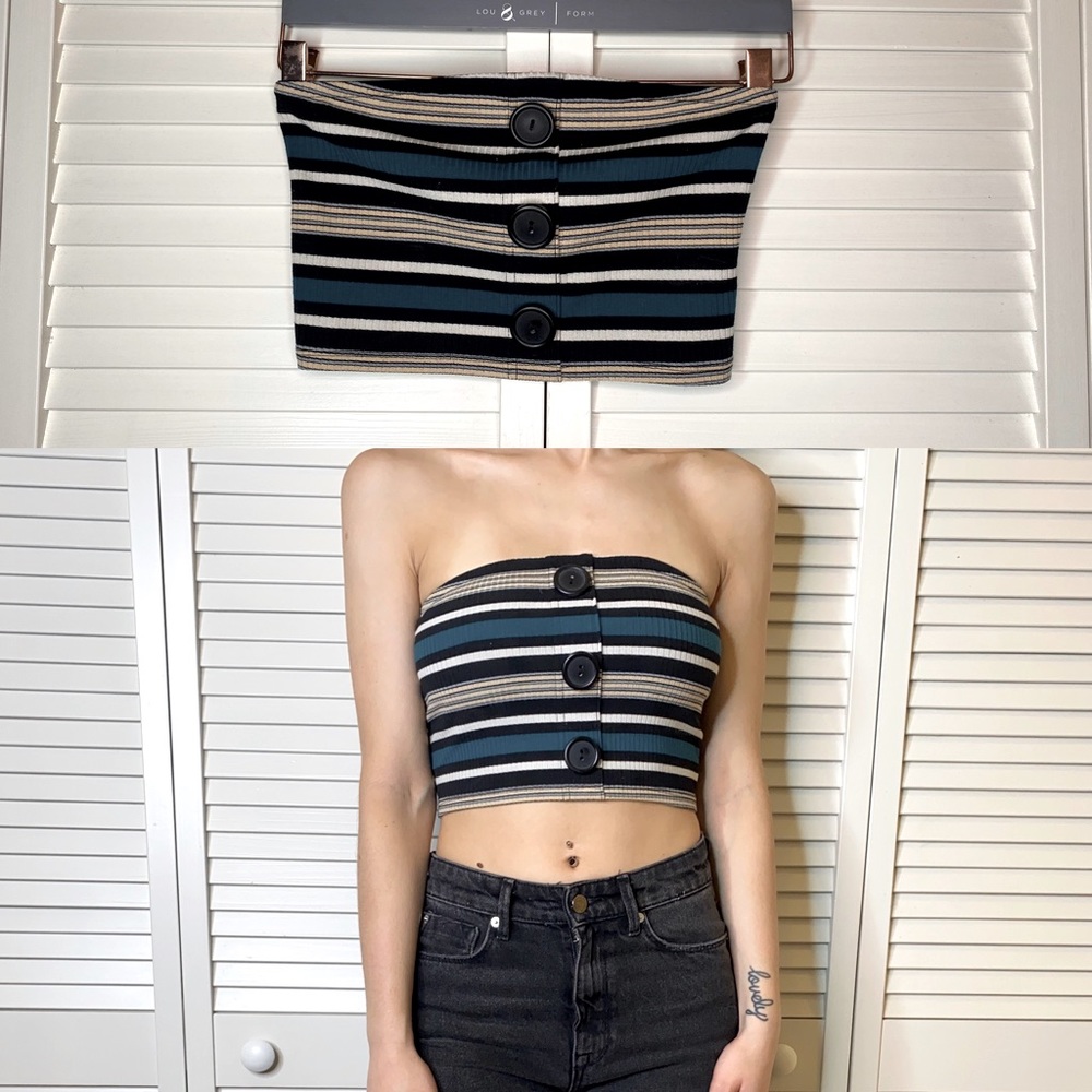 Urban Outfitters Striped Button Front Tube Top.